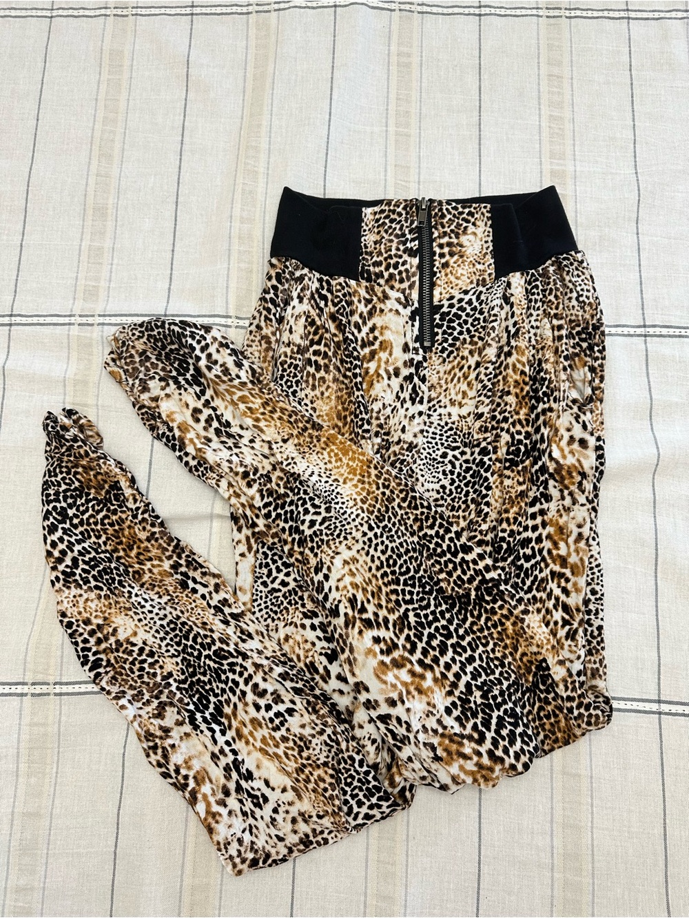 Material Girl Leopard Print Elastic Waist Pants - Black, Brown, Cream